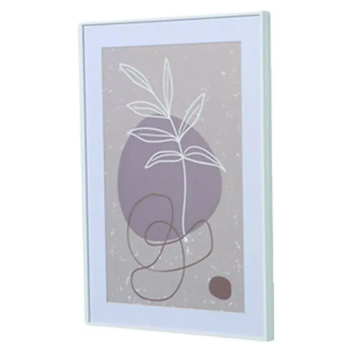 Bild Stona - Abstrakt III, B x H: 50 x 70 cm - Ein abstraktes Kunstwerk mit botanischen Elementen in einem schlichten weißen Rahmen, das moderne Ästhetik in jeden Raum bringt.