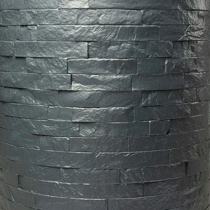 Garantia Classic Line Regenspeicher Muro - 260 l, Graphit - Nahaufnahme einer Wandverkleidung aus anthrazitfarbenem, geschichtetem Steinzeug, ideal für moderne Innenräume und Außenbereiche.
