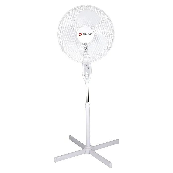 Ventilador de pie Alpina con mando a distancia - Blanco, 40 cm, 125 cm - Aquí tienes un ventilador de pie Alpina blanco, perfecto para refrescarse en los días calurosos.
