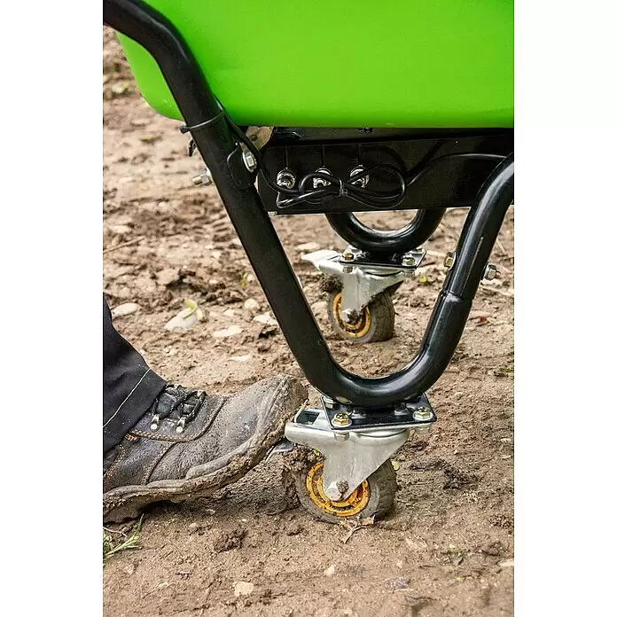 Zipper Akku-Schubkarre ZI-EWB500LI - 500 W, Material Wanne: Stahl, Traglast: 150 kg - Detailaufnahme