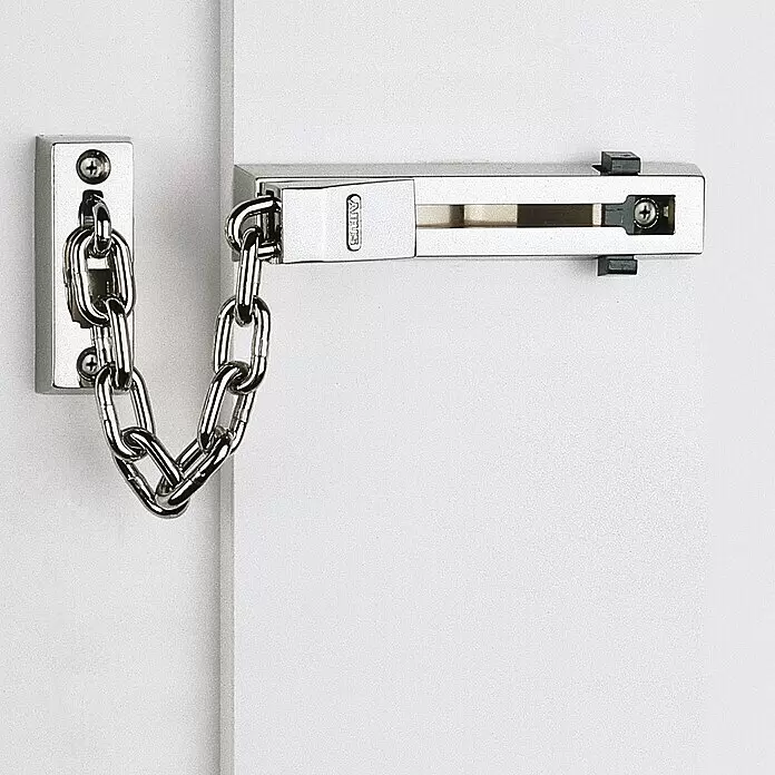 Abus Türkette SK 66 - 16,5 cm, Nickel - Verchromte Tür-Sicherheitskette mit ABUS-Schieber für zusätzliche Türsicherung.