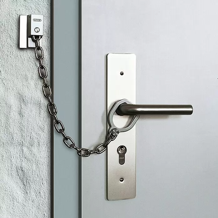 Abus Türgriffkette SK 89 - Kettenlänge: 27 cm, Stahl gehärtet - Silberfarbenes Türketten-Sicherheitsschloss zwischen Türgriff und Wandhalterung für sichere, teilweise Türöffnung.
