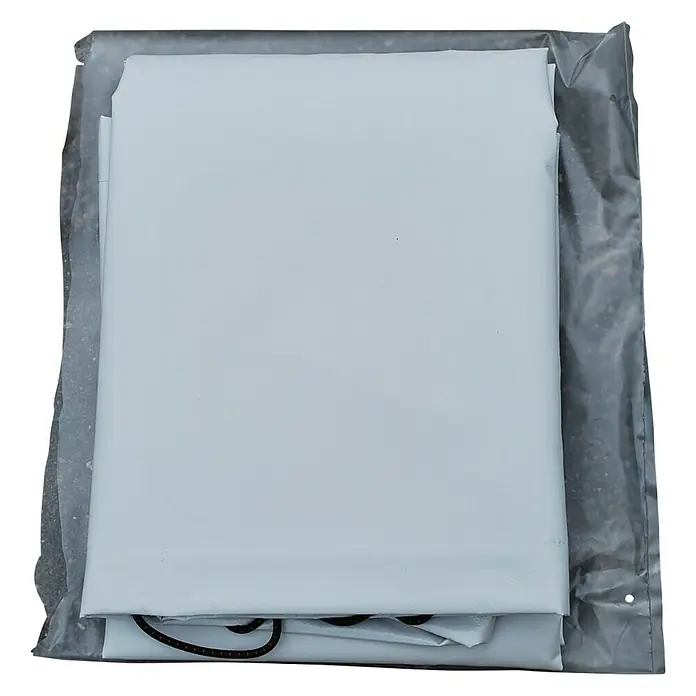 Stema Anhänger Basic STL 7.5-25-13.1 mit Bordwandaufsatz - Nutzlast: 524 kg, Einachser, Kasteninnenmaß: 251 x 128 x 34,5 cm (Höhe inkl. Bordwandaufsatz 69,5 cm), Ungebremst - Das Bild zeigt eine weiße Versandtasche in einer durchsichtigen Plastikhülle, ideal für den sicheren Versand von Dokumenten oder Waren.