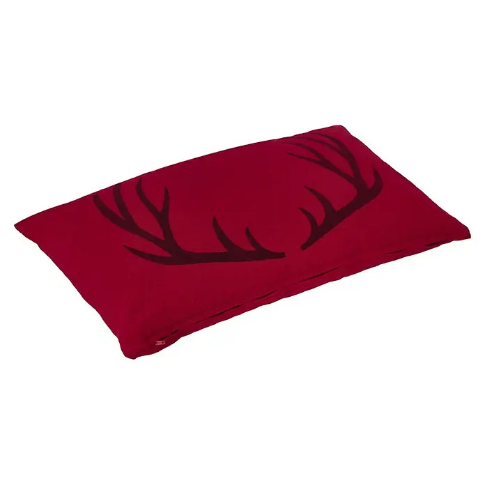 Kissen Flint - Red, 50 x 30 cm - Rotes Kissen mit Hirschgeweih-Motiv, ideal für eine gemütliche Atmosphäre im Wohnbereich. Dekoratives Accessoire für Sofa oder Bett.