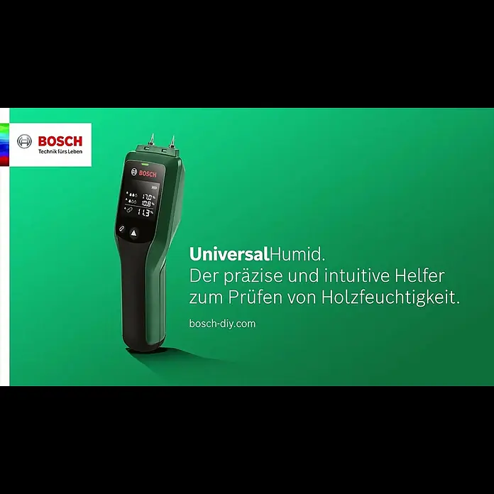 Bosch Universal Feuchtigkeitsmessgerät UniversalHumid - Geeignet für: Holz, Messbereich: 7,1 - 74,7 % - UniversalHumid - der ideale Helfer zum Prfen der Holzfeuchte