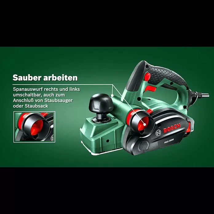 Bosch Handhobel PHO 1500 - 550 W, Hobeltiefe: 0 mm - 1,5 mm, 19.500 U/min - Bosch stellt vor: Elektrohobel PHO 1500 und PHO 2000