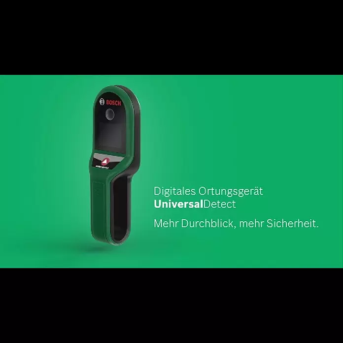 Bosch Ortungsgerät UniversalDetect - Geeignet für: Aufspüren von spannungsführenden Leitungen, Holz und Metall, Erfassungstiefe: Max. 50 mm stromführende Leitung - Bosch stellt vor: Das digitale Ortungsgert UniversalDetect