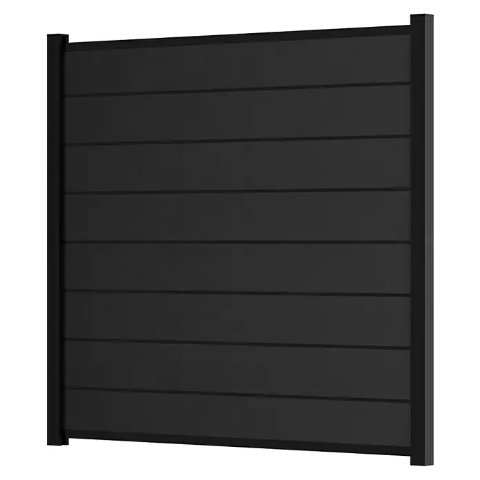 T & J Sichtschutzelement Set Gotland - B x H: 180 x 175 cm, Schiefergrau/Anthrazit - Schwarzer Zaun aus horizontalen Paneelen. Er bietet Privatsphäre und Schutz für jeden Garten.