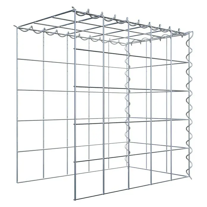 Gabiona Gabione Typ 4 - Zum Anbau in Länge & Höhe, 50 x 30 x 50 cm, Stahl, Maschenbreite: 100 mm, Maschenhöhe: 100 mm, Spirale - Ansicht eines Gabionenkorbs aus Metalldraht, der eine stabile Struktur für dekorative oder funktionale Anwendungen bietet.