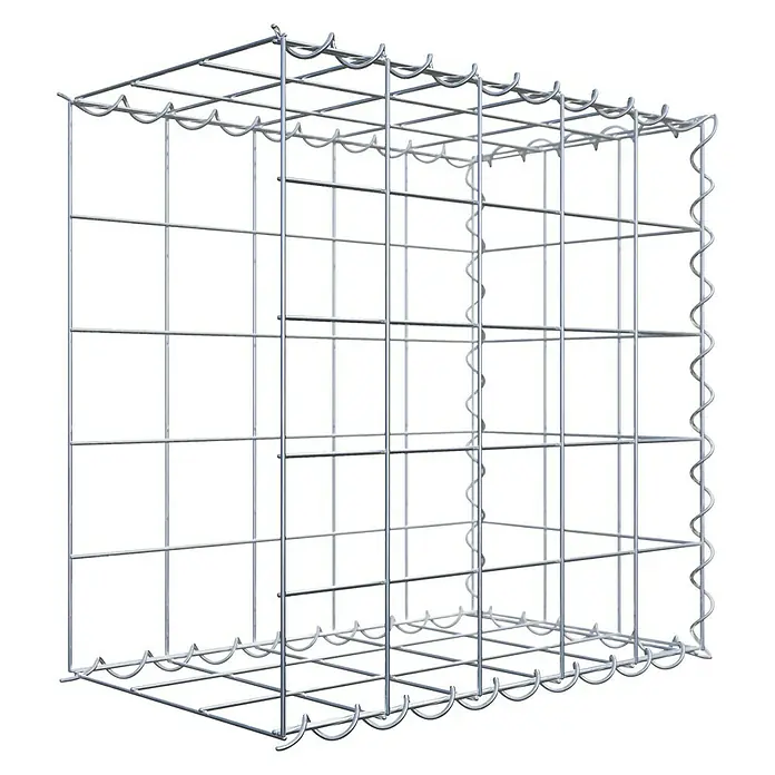 Gabiona Gabione Typ 2 - Zum Anbau in der Länge, 50 x 30 x 50 cm, Stahl, Maschenbreite: 100 mm, Maschenhöhe: 100 mm, Spirale - Metallischer Drahtgitterkorb, ideal für den Einsatz im Garten- und Landschaftsbau als dekoratives Element oder zur Hangbefestigung.