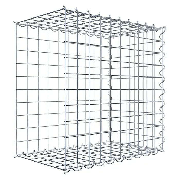Gabiona Gabione Typ 2 - Zum Anbau in der Länge, 50 x 30 x 50 cm, Stahl, Maschenbreite: 50 mm, Maschenhöhe: 50 mm, Spirale - Ein quaderförmiger Gabionenkorb aus verzinktem Drahtgeflecht. Der Gabionenkorb ist leer und bereit zur Befüllung mit Steinen.