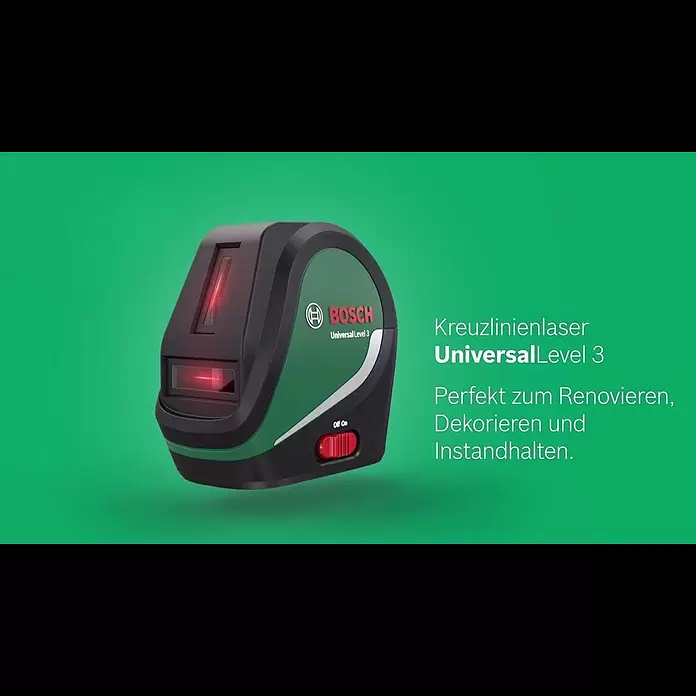 Bosch Kreuzlinienlaser UniversalLevel 3 Set - Max. Arbeitsbereich: 10 m, 6 -tlg. - Bosch stellt vor: Der Kreuzlinienlaser UniversalLevel 3