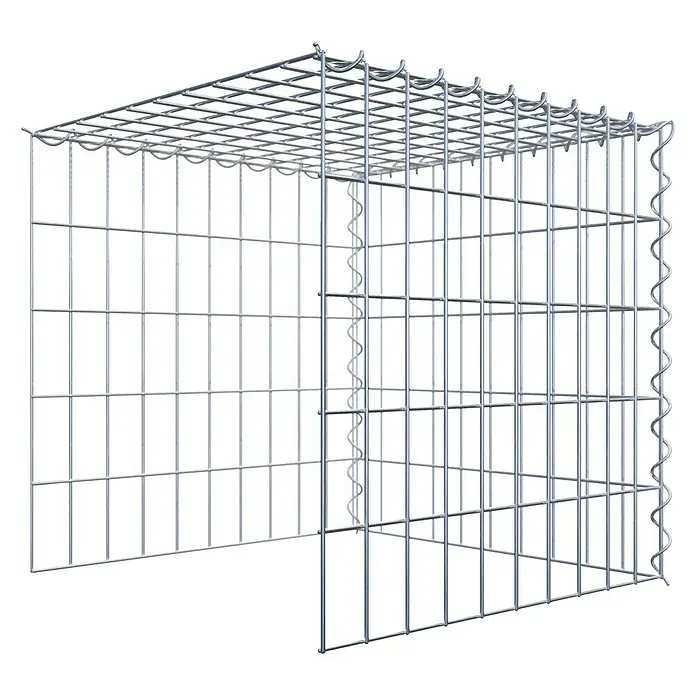 Gabiona Gabione Typ 4 - Zum Anbau in Länge & Höhe, 50 x 50 x 50 cm, Stahl, Maschenbreite: 50 mm, Maschenhöhe: 100 mm, Spirale - Draufsicht eines modularen Gabionen-Bausatzes aus verzinktem Draht, perfekt für den Gartenbau und zur Hangbefestigung im Aussenbereich.