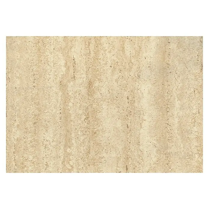 D-c-fix Lámina adhesiva - An x Al: 45 x 200 cm, Piedra fontana - Primer plano de una baldosa de travertino beige con vetas y texturas naturales, ideal para interiores sofisticados.
