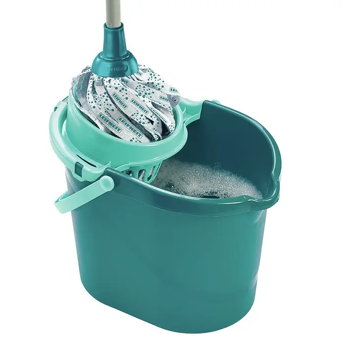 Leifheit Set de limpieza Classic - 12 l, Azul - Mopa Leifheit con cubo y escurridor, perfecta para la limpieza rápida y eficaz de suelos en toda la casa.