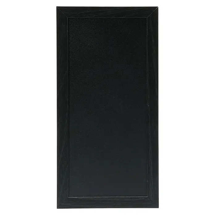 Lámina de pizarra Woody - 18 x 8 cm, Negro - Marco de madera negro con acabado mate. El marco es rectangular y presenta un diseño moderno y minimalista. Ideal para fotos o espejos.