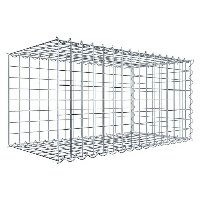 Gabiona Gabione Typ 2 - Zum Anbau in der Länge, 80 x 40 x 40 cm, Stahl, Maschenbreite: 50 mm, Maschenhöhe: 50 mm, Spirale - Ansicht eines Gabionenkorbs aus Drahtgeflecht, der Stabilität für verschiedene Landschaftsbauprojekte bietet.