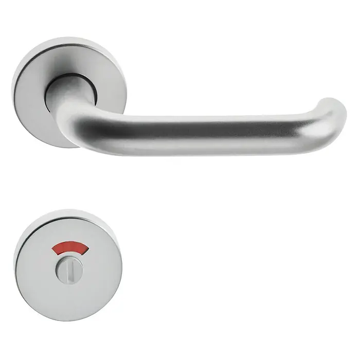 Portaferm WC-Drückergarnitur - Schlitzkopf/Olive, Aluminium, Rosette - Türgriff aus Edelstahl mit roter Anzeige, der die Privatsphäre anzeigt. Ideal für Badezimmer.