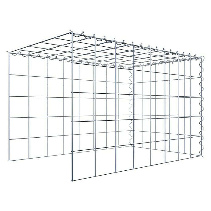Gabiona Gabione Typ 4 (Zum Anbau in Länge & Höhe, 80 x 50 x 50 cm, Stahl, Maschenbreite: 100 mm, Maschenhöhe: 100 mm, Spirale) | BAUHAUS