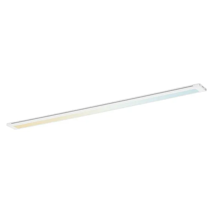 Ledvance Smart+ WiFi LED-Panel Cabinet - L x B x H: 50 x 3,8 x 0,8 cm, 8 W - Nahaufnahme einer LED-Leuchte mit warmem und kaltem Lichtspektrum, ideal für moderne Innenräume.