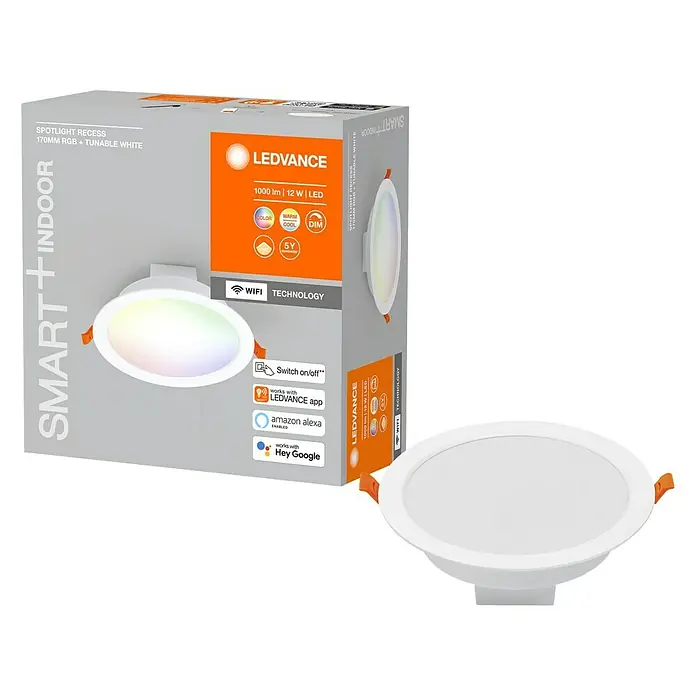 Ledvance LED-Einbauspot - 12 W, Mehrfarbig, Durchmesser: 17 cm, Weiß - LEDVANCE Smart+ Indoor LED-Einbaustrahler mit 170mm Durchmesser, RGB-Farbwechsel und tunable White Funktion für individuelle Lichtstimmungen.
