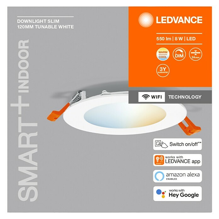 Ledvance LED-Einbauleuchte rund (8 W, Ø x H: 12 x 2,4 cm, Warmweiß) | BAUHAUS