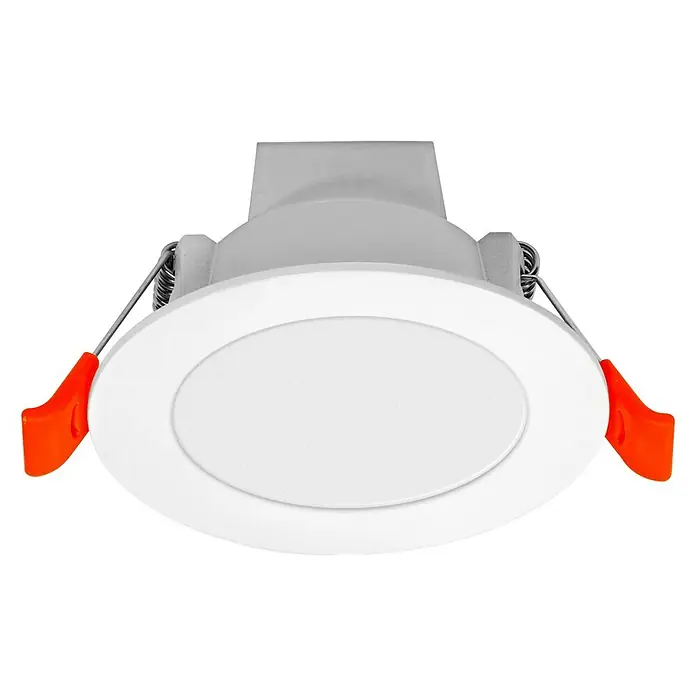 Ledvance LED-Einbauleuchte rund - 4,5 W, Ø x H: 8,6 x 4,8 cm, Mehrfarbig, Farbtemperatur: 2.700 K - 6.500 K, 100 ° - Weiße LED-Einbauleuchte mit orangefarbenen Federn, ideal für moderne Decken. Kompaktes Design für stilvolle Beleuchtung.