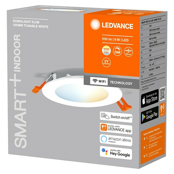 Ledvance LED-Einbauleuchte rund (8 W, Ø x H: 12 x 2,4 cm, Warmweiß) | BAUHAUS