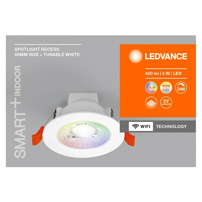 Ledvance LED-Einbauleuchte rund (4 W, Ø x H: 8,6 x 4,8 cm, Mehrfarbig, Farbtemperatur: 3.000 K - 6.500 K, 36 °) | BAUHAUS