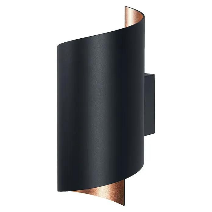Ledvance Smart+ WiFi LED-Wandleuchte - 12 W, L x B x H: 12,7 x 9,5 x 23 cm, Schwarz, Warmweiß - Elegante spiralförmige Wandleuchte in Schwarz mit kupferfarbenen Akzenten, die ein warmes Licht erzeugt und jedem Raum eine moderne Note verleiht.