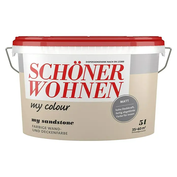SCHÖNER WOHNEN-Farbe MyColour Wandfarbe - My Sandstone, Matt, 5 l - Farbdose "Schöner Wohnen my colour my sandstone" für Wände und Decken, mit hoher Deckkraft und matter Oberfläche, 5 Liter Inhalt für 35-40 m².