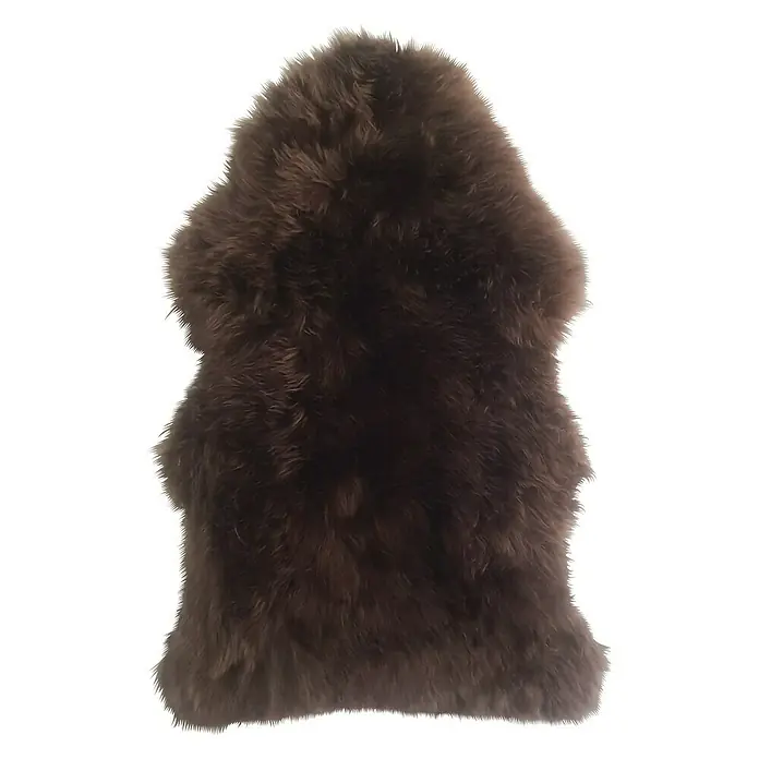 Lammfell - Dunkelbraun, Länge: 90 cm, 100 % Echtfell - Brauner Schaffellteppich, ideal für Wohnzimmer oder Schlafzimmer, bietet Wärme und Komfort mit seiner weichen Textur.