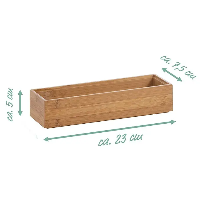 Zeller Present Aufbewahrungsbox - 23 x 7,5 x 5 cm, Bambus, Braun - Abgebildete Bambusbox mit den Maßen ca. 23 cm Länge, ca. 7,5 cm Breite und ca. 5 cm Höhe zur stilvollen Aufbewahrung diverser Gegenstände.