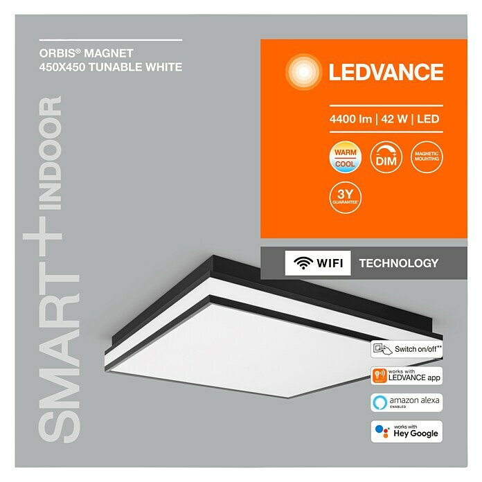 Ledvance LED-Deckenleuchte (42 W, L x B x H: 45 x 45 x 8,6 cm, Schwarz, Mehrfarbig) | BAUHAUS