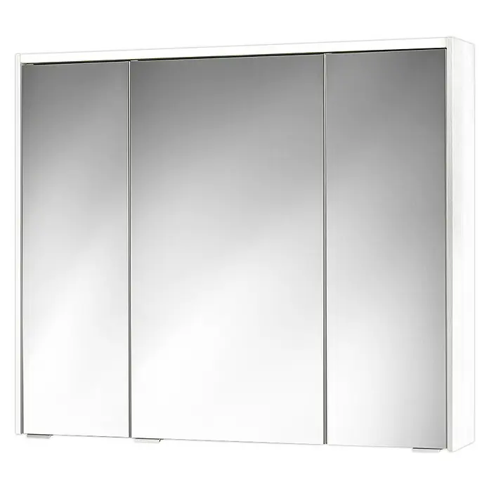 Sieper LED-Spiegelschrank KHX 90 - B x H: 90 x 74 cm, Holz, Holzdekor Weiß/Weiß - Dreitüriger Spiegelschrank mit weißem Rahmen, der sich ideal für die Aufbewahrung von Badutensilien eignet und das Badezimmer aufwertet.