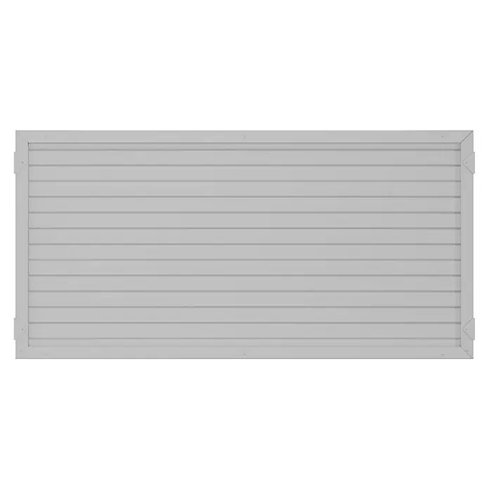 T & J Lightline Sichtschutzelement - 180 x 90 cm, Weiß - Nahaufnahme einer weißen Rolltor-Textur mit horizontalen Linien und Rahmen, ideal für industrielle Hintergründe oder moderne Designs.