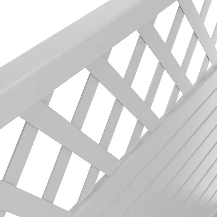 T & J Lightline Sichtschutzelement Rankgitter - 180 x 90 cm, Mit Rankgitter, Weiß - Nahaufnahme eines weißen Lattenzauns, der ein attraktives, geometrisches Muster bildet und eine moderne Ästhetik vermittelt.