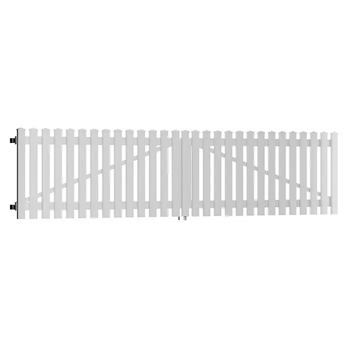 T & J Lightline Zauntor - 300 x 80 cm, Kunststoff, Weiß - Ein weißes Holztor mit diagonalen Streben bietet Sicherheit und Privatsphäre für jeden Garten oder jede Einfahrt.