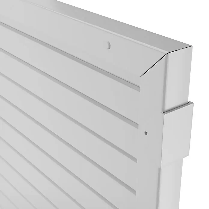 T & J Lightline Sichtschutzelement - 180 x 90 cm, Weiß - Hellgraue Lamellenwand mit horizontalen Latten und Eckpfosten, ideal für Sichtschutz oder Zäune.