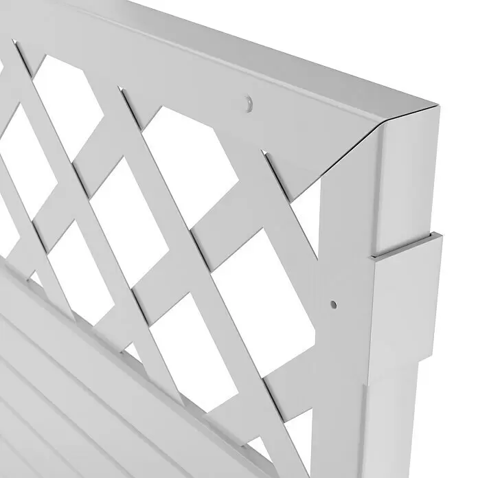 T & J Lightline Sichtschutzelement Rankgitter - 180 x 90 cm, Mit Rankgitter, Weiß - Weißes Gitterzaunfeld mit diagonalen Lamellen für Garten- oder Terrassenabschirmung.