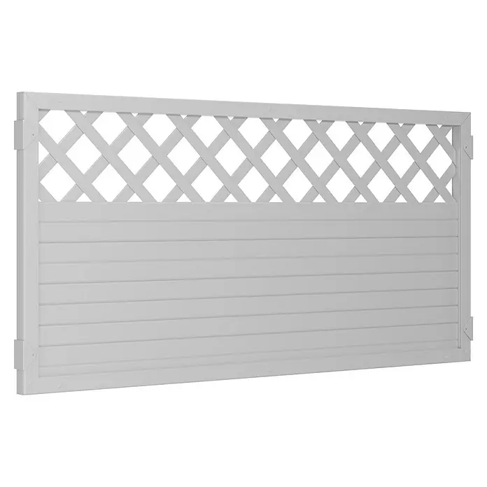 T & J Lightline Sichtschutzelement Rankgitter - 180 x 90 cm, Mit Rankgitter, Weiß - Attraktiver, weißer Sichtschutzzaun mit Latten und dekorativem Gittereinsatz für den Garten. Ideal für Privatsphäre und als gestalterisches Element.