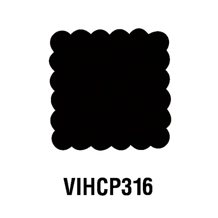 Artemio Perforadora gigante Square - Cuadrado, 5 x 4,7 cm - Muestra de tela negra y cuadrada con borde ondulado y el código VIHCP316, que ofrece un diseño único para proyectos de tela.
