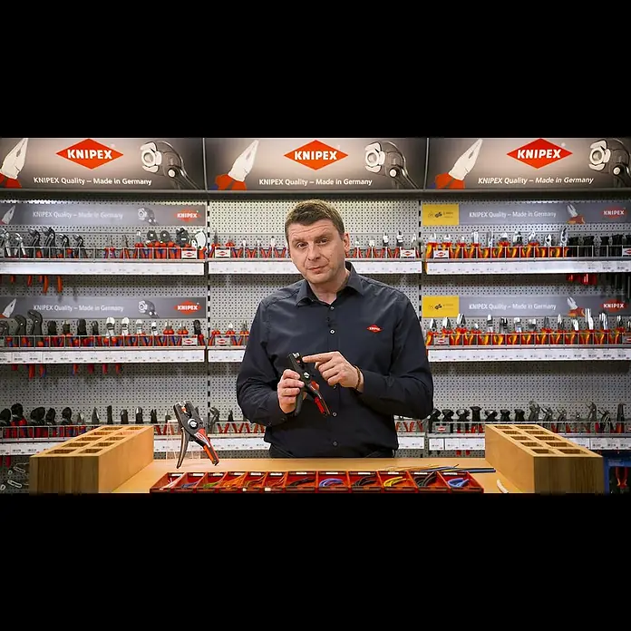 Knipex Abisolierzange PreciStrip 16 - Länge: 19 cm, Passend für: Abisolierwerte Quadratmillimeter 0,08 — 16,0 mm² - KNIPEX Workshop TV: KNIPEX PreciStrip16 (12 52 195) - Deutsch