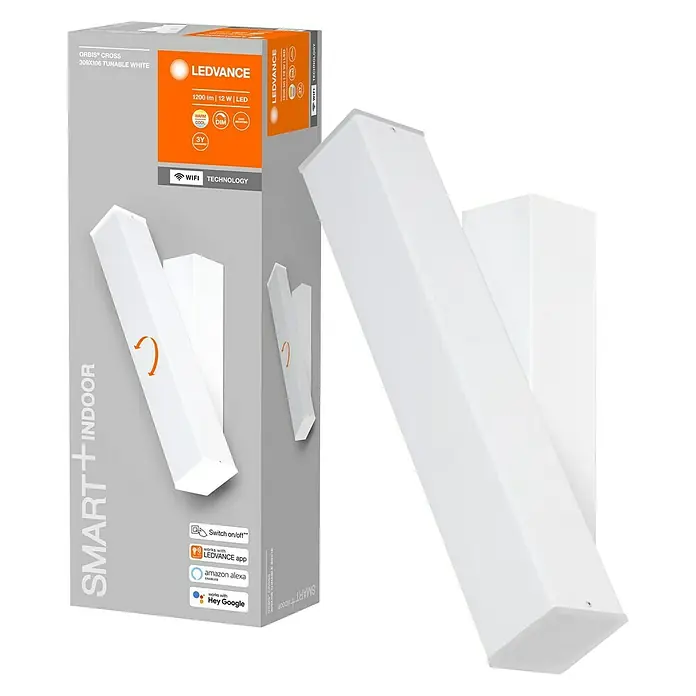 Ledvance LED-Wandleuchte - 12 W, L x B x H: 30,9 x 5 x 10,6 cm, Weiß, Mehrfarbig - Das LEDVANCE SMART+INDOOR Orbis Cross 300x106 tunable white Licht, eine moderne und intelligente Innenbeleuchtung.