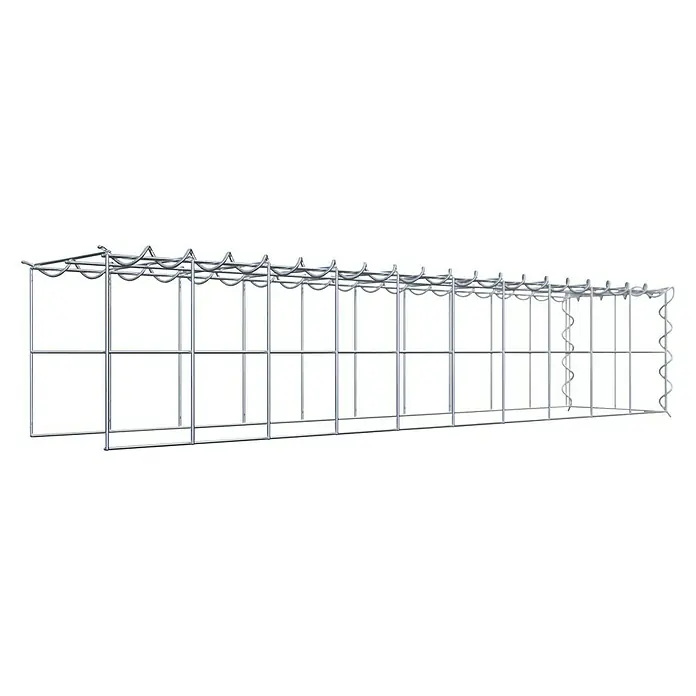 Gabiona Gabione Typ 4 - Zum Anbau in Länge & Höhe, 100 x 20 x 20 cm, Stahl, Maschenbreite: 100 mm, Maschenhöhe: 100 mm, Spirale - Produktabbildung eines länglichen Gabionenkorbs aus verzinktem Stahl, der Stabilität und Flexibilität für Steinfüllungen bietet.