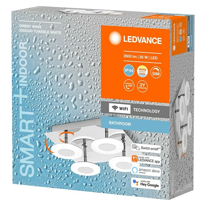 Ledvance LED-Deckenleuchte (26 W, L x B x H: 30 x 30 x 9,3 cm, Silber, Mehrfarbig) | BAUHAUS