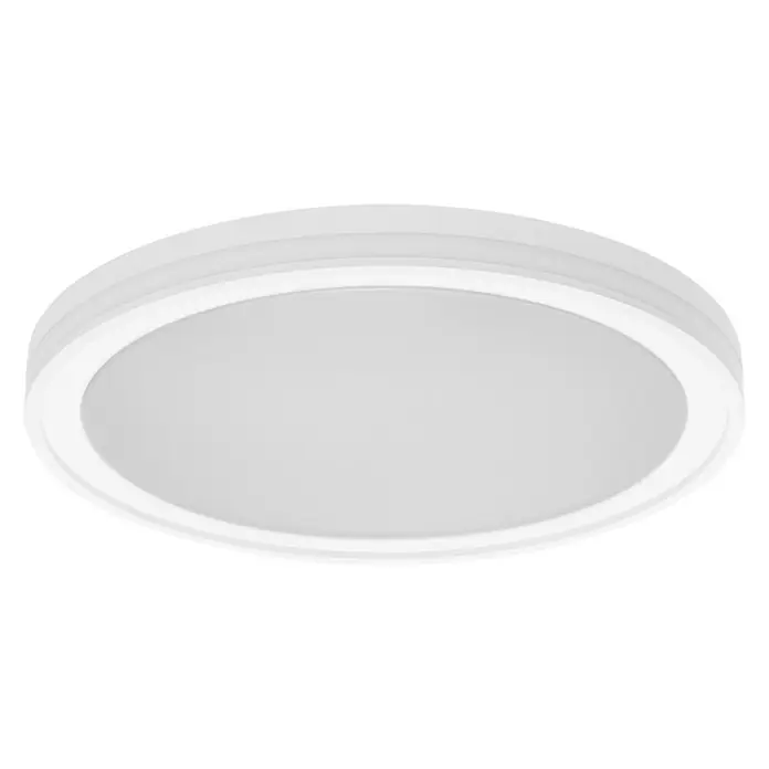 Ledvance LED-Deckenleuchte rund - 28 W, Ø x H: 46 x 9,5 cm, Weiß, Mehrfarbig - Nahaufnahme einer runden, weißen Deckenleuchte, die modernes Design und Funktionalität in einem minimalistischen Stil vereint.