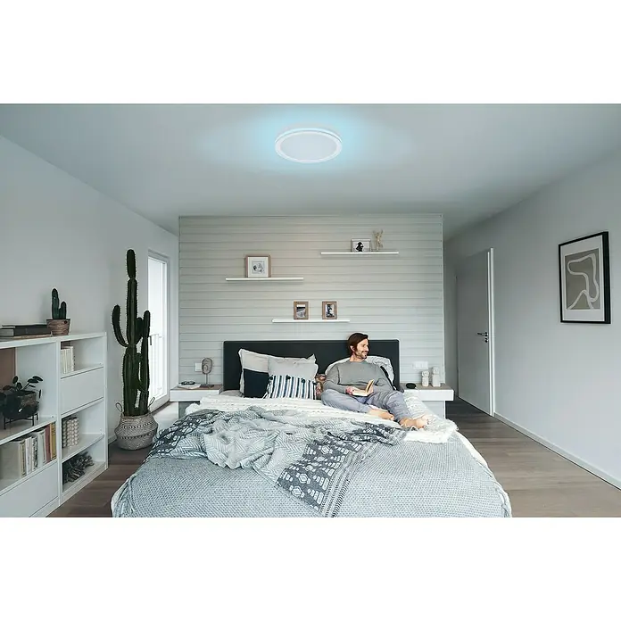Ledvance LED-Deckenleuchte rund - 28 W, Ø x H: 46 x 9,5 cm, Weiß, Mehrfarbig - Zimmerbeleuchtung mit einer runden Deckenleuchte, die ein angenehmes blaues Licht ausstrahlt und eine entspannende Atmosphäre schafft.