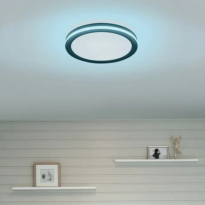 Ledvance LED-Deckenleuchte rund - 28 W, Ø x H: 46 x 9,5 cm, Schwarz, Mehrfarbig - Elegante Deckenleuchte mit kreisförmigem Design, die ein modernes Ambiente schafft. Helle, gleichmäßige Ausleuchtung für ein angenehmes Raumgefühl.