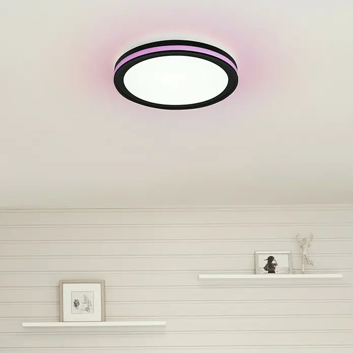 Ledvance LED-Deckenleuchte rund - 28 W, Ø x H: 46 x 9,5 cm, Schwarz, Mehrfarbig - Moderne LED-Deckenleuchte mit Farbakzenten, ideal für stilvolle Raumbeleuchtung und als Blickfang in jedem Zimmer.